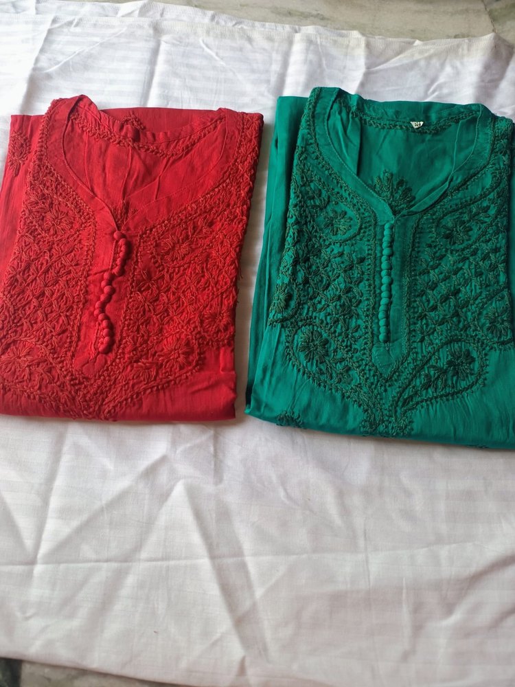 Premium emerald Chikankari handwork